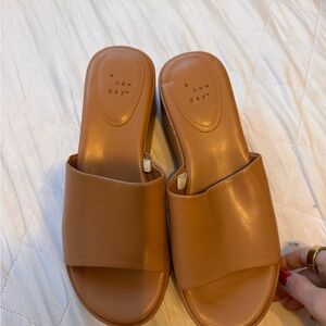 A New Day Women's Brown Slide Sandals